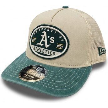 Kasketter buet beige snapback 9FORTY M-Crown A Frame Fray fra Oakland Athletics MLB af New Era