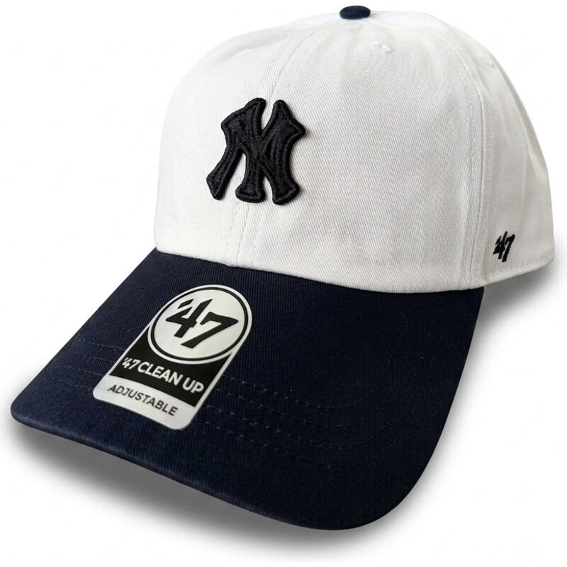 buet-beige-og-marinebla-justerbar-kasket-clean-up-contemporary-two-tone-fra-new-york-yankees-mlb-fra-47-brand