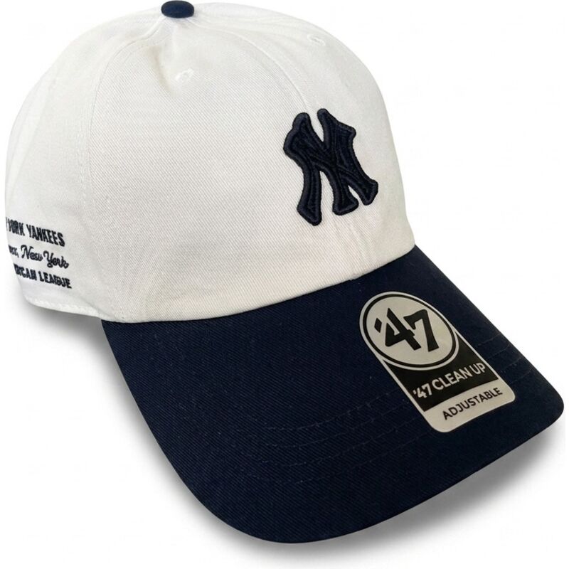 buet-beige-og-marinebla-justerbar-kasket-clean-up-contemporary-two-tone-fra-new-york-yankees-mlb-fra-47-brand