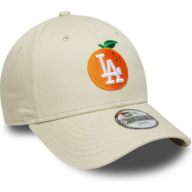 kasketter-buet-beige-justerbar-rem-til-barn-9forty-fruit-icon-orange-fra-los-angeles-dodgers-mlb-af-new-era