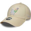 kasketter-buet-beige-justerbar-rem-9forty-flower-icon-fra-los-angeles-dodgers-mlb-af-new-era