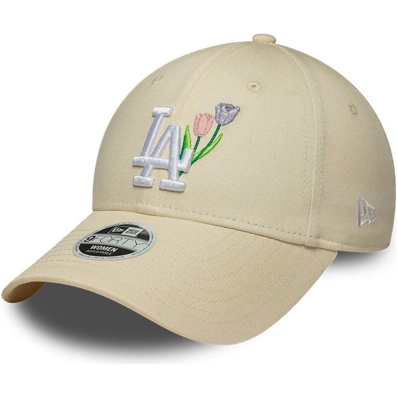 kasketter-buet-beige-justerbar-rem-9forty-flower-icon-fra-los-angeles-dodgers-mlb-af-new-era