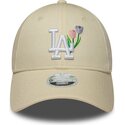 kasketter-buet-beige-justerbar-rem-9forty-flower-icon-fra-los-angeles-dodgers-mlb-af-new-era