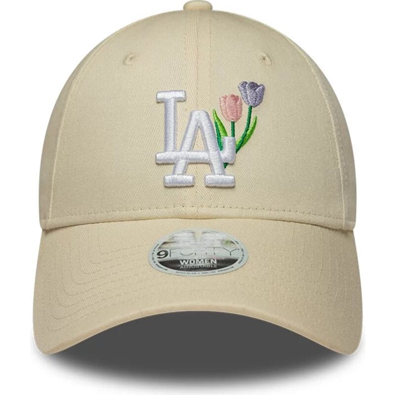 kasketter-buet-beige-justerbar-rem-9forty-flower-icon-fra-los-angeles-dodgers-mlb-af-new-era