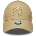 kasketter-buet-beige-justerbar-rem-9forty-pu-pattern-fra-new-york-yankees-mlb-af-new-era