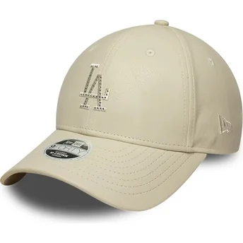 Kasketter buet beige snapback 9FORTY M-Crown PU Diamante fra Los Angeles Dodgers MLB af New Era