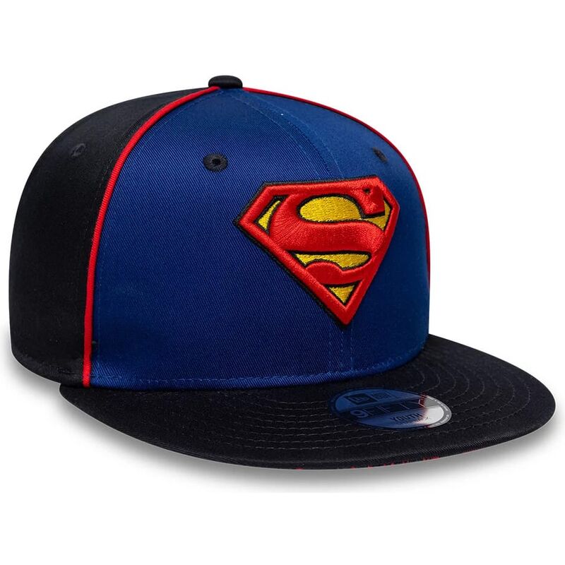 kasketter-flad-bla-snapback-til-barn-9fifty-piping-fra-superman-dc-comics-af-new-era