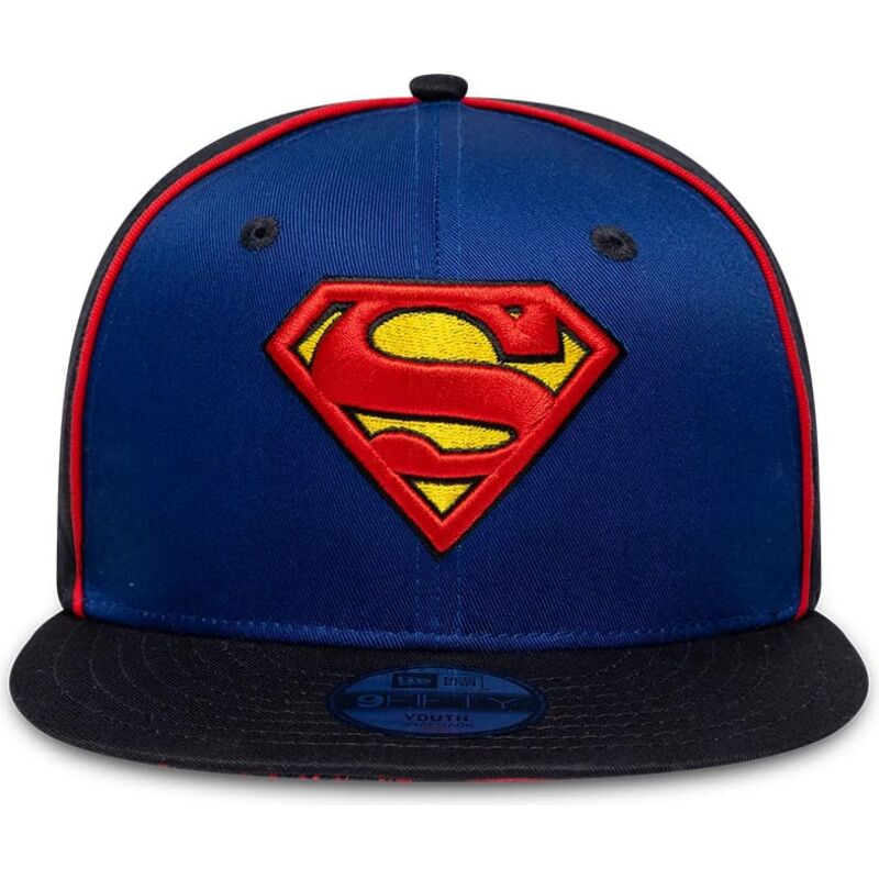 kasketter-flad-bla-snapback-til-barn-9fifty-piping-fra-superman-dc-comics-af-new-era