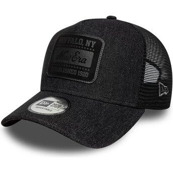 Kasketter buet sort snapback A Frame Patch Denim af New Era