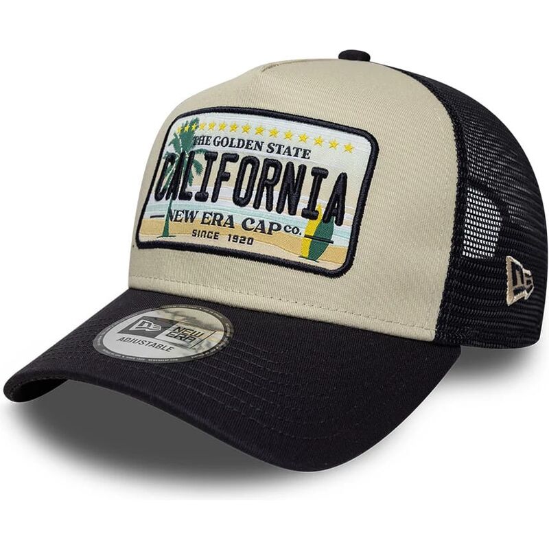 kasketter-buet-beige-snapback-a-frame-license-plate-fra-california-af-new-era