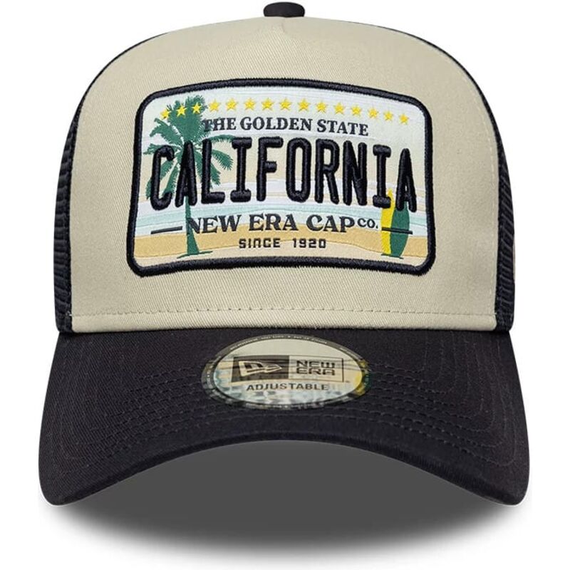 kasketter-buet-beige-snapback-a-frame-license-plate-fra-california-af-new-era