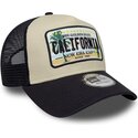 kasketter-buet-beige-snapback-a-frame-license-plate-fra-california-af-new-era