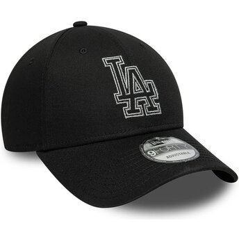 Kasketter buet sort justerbar rem 9FORTY Metallic Outline fra Los Angeles Dodgers MLB af New Era