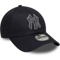 kasketter-buet-marinebla-justerbar-rem-9forty-metallic-outline-fra-new-york-yankees-mlb-af-new-era