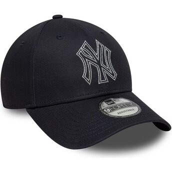 Kasketter buet marineblå justerbar rem 9FORTY Metallic Outline fra New York Yankees MLB af New Era