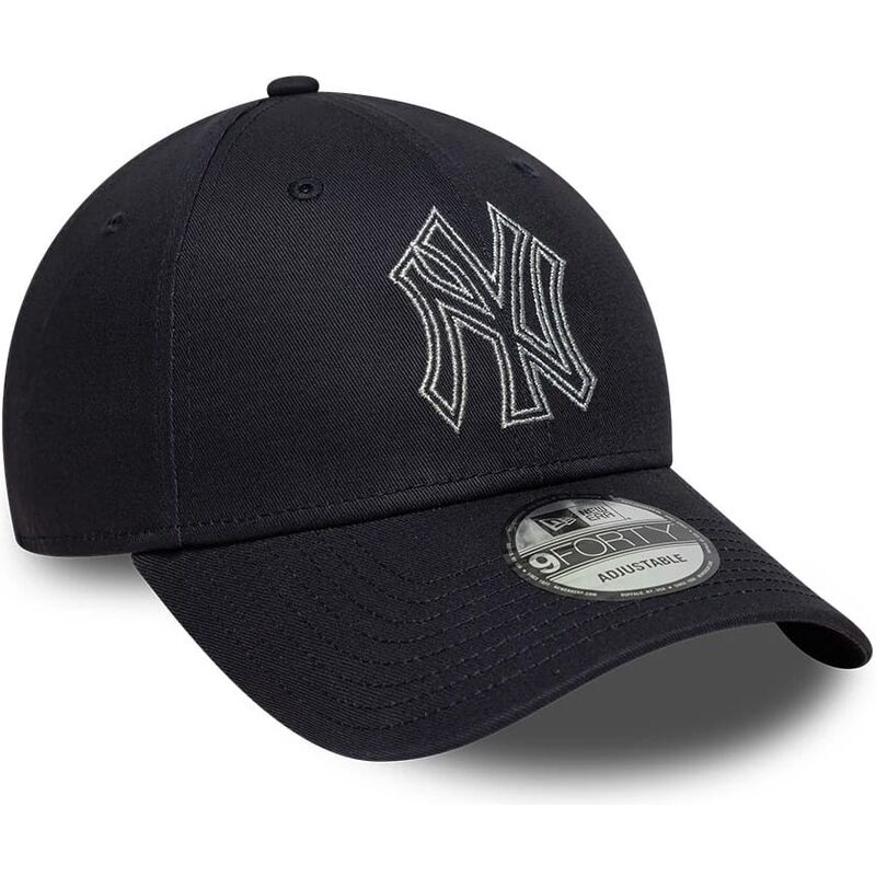 kasketter-buet-marinebla-justerbar-rem-9forty-metallic-outline-fra-new-york-yankees-mlb-af-new-era