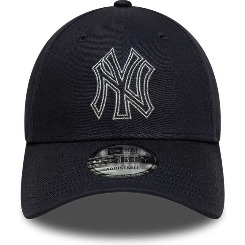 kasketter-buet-marinebla-justerbar-rem-9forty-metallic-outline-fra-new-york-yankees-mlb-af-new-era