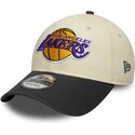 kasketter-buet-beige-justerbar-rem-9forty-colour-block-fra-los-angeles-lakers-nba-af-new-era