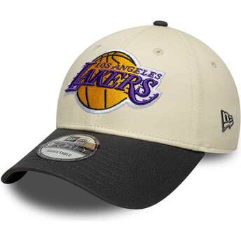 Kasketter buet beige justerbar rem 9FORTY Colour Block fra Los Angeles Lakers NBA af New Era