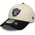 kasketter-buet-beige-justerbar-rem-9forty-colour-block-fra-las-vegas-raiders-nfl-af-new-era