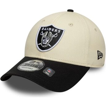 Kasketter buet beige justerbar rem 9FORTY Colour Block fra Las Vegas Raiders NFL af New Era