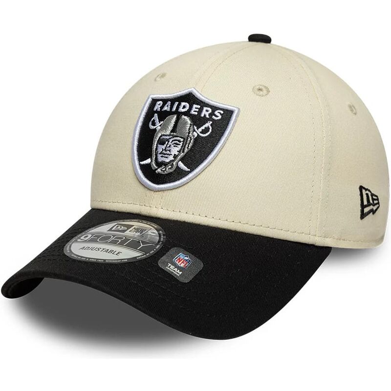 kasketter-buet-beige-justerbar-rem-9forty-colour-block-fra-las-vegas-raiders-nfl-af-new-era kasketter-buet-beige-justerbar-rem-9forty-colour-block-fra-las-vegas-raiders-nfl-af-new-era