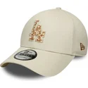 kasketter-buet-beige-justerbar-rem-9forty-faux-pony-infill-fra-los-angeles-dodgers-mlb-af-new-era
