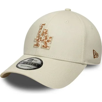 Kasketter buet beige justerbar rem 9FORTY Faux Pony Infill fra Los Angeles Dodgers MLB af New Era