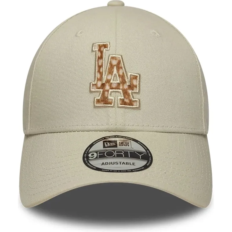 kasketter-buet-beige-justerbar-rem-9forty-faux-pony-infill-fra-los-angeles-dodgers-mlb-af-new-era
