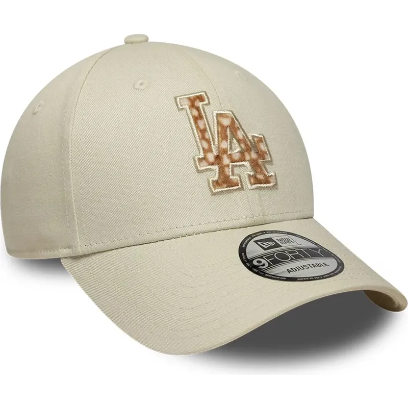 kasketter-buet-beige-justerbar-rem-9forty-faux-pony-infill-fra-los-angeles-dodgers-mlb-af-new-era