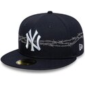kasketter-flad-marinebla-tilpasset-59fifty-icon-fra-new-york-yankees-mlb-af-new-era
