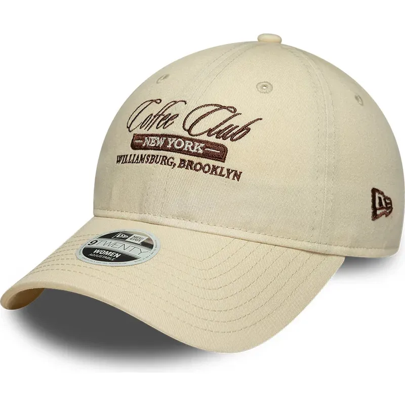 kasketter-buet-beige-justerbar-rem-9twenty-coffee-club-af-new-era
