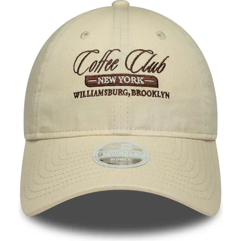 kasketter-buet-beige-justerbar-rem-9twenty-coffee-club-af-new-era