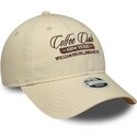 kasketter-buet-beige-justerbar-rem-9twenty-coffee-club-af-new-era