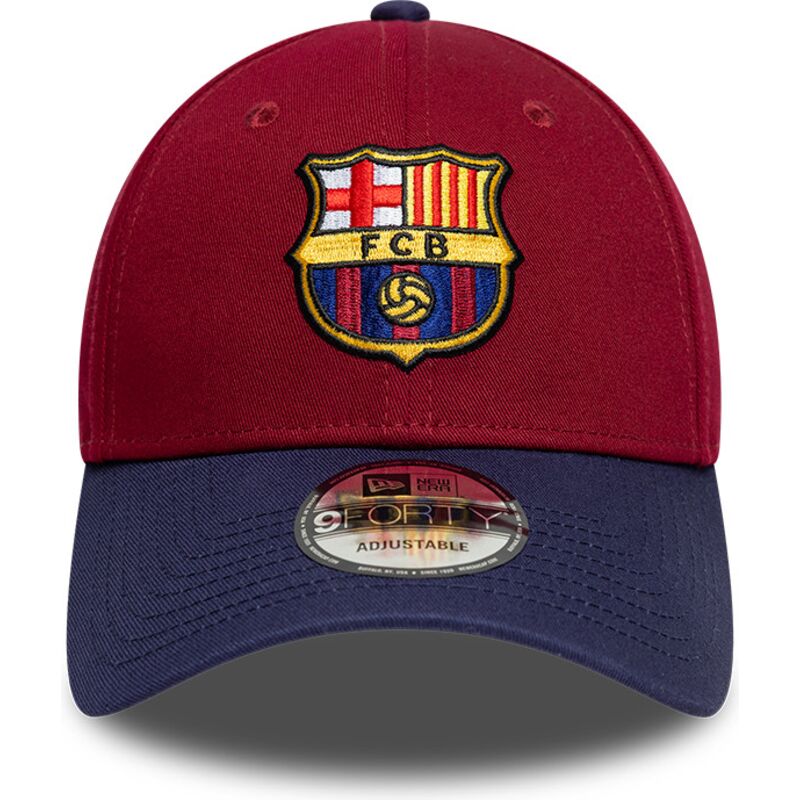 kasketter-buet-rod-justerbar-rem-9forty-contrast-fra-fc-barcelona-laliga-af-new-era