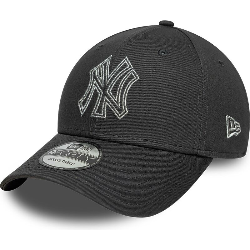 kasketter-buet-gra-justerbar-rem-9forty-metallic-outline-fra-new-york-yankees-mlb-af-new-era