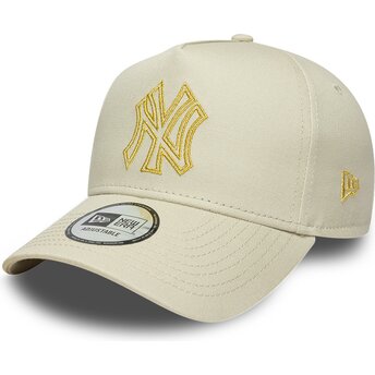 Kasketter buet beige snapback dorado E Frame Metallic Outline fra New York Yankees MLB af New Era