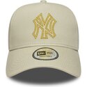 kasketter-buet-beige-snapback-dorado-e-frame-metallic-outline-fra-new-york-yankees-mlb-af-new-era
