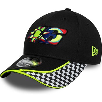 Kasketter buet sort justerbar rem 9FORTY M-Crown Check fra Valentino Rossi VR46 MotoGP af New Era