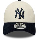 kasketter-buet-beige-justerbar-rem-9forty-m-crown-cord-fra-new-york-yankees-mlb-af-new-era