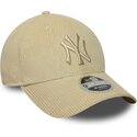 kasketter-buet-beige-justerbar-rem-9forty-m-crown-cord-fra-new-york-yankees-mlb-af-new-era