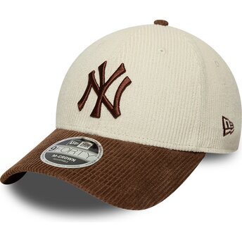 Kasketter buet brun justerbar rem 9FORTY M-Crown Cord fra New York Yankees MLB af New Era