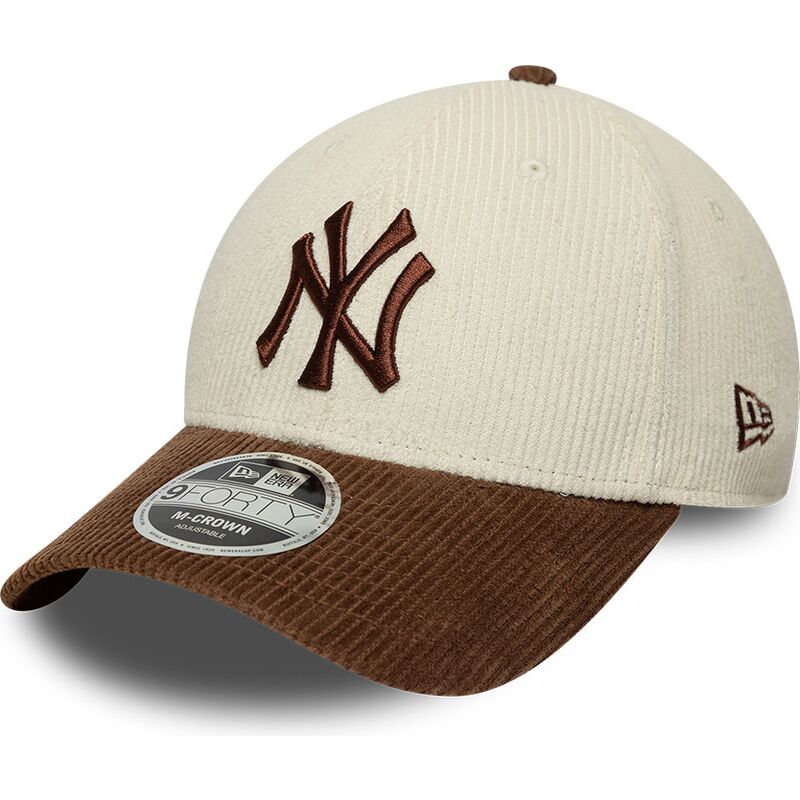kasketter-buet-brun-justerbar-rem-9forty-m-crown-cord-fra-new-york-yankees-mlb-af-new-era
