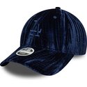 kasketter-buet-marinebla-justerbar-rem-9twenty-velour-fra-los-angeles-dodgers-mlb-af-new-era