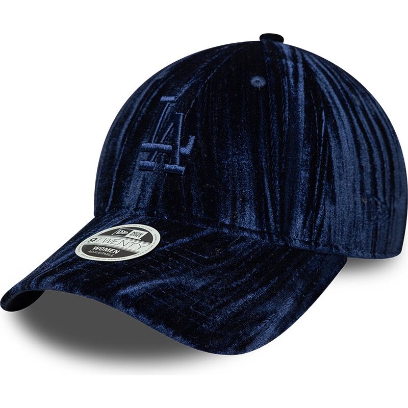 kasketter-buet-marinebla-justerbar-rem-9twenty-velour-fra-los-angeles-dodgers-mlb-af-new-era