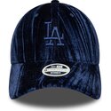 kasketter-buet-marinebla-justerbar-rem-9twenty-velour-fra-los-angeles-dodgers-mlb-af-new-era