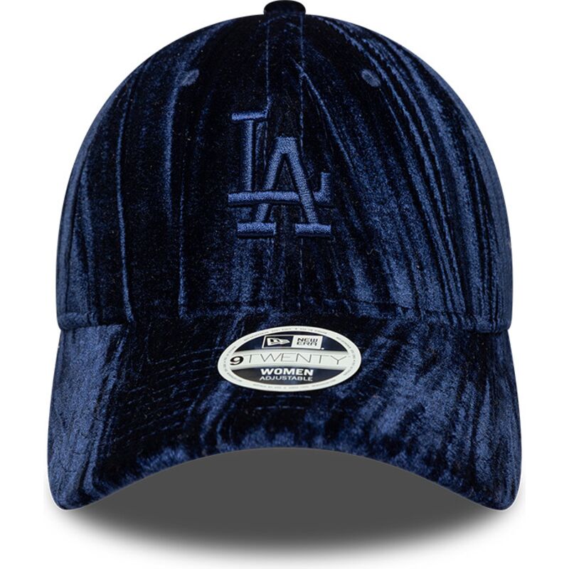 kasketter-buet-marinebla-justerbar-rem-9twenty-velour-fra-los-angeles-dodgers-mlb-af-new-era