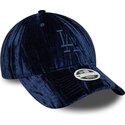 kasketter-buet-marinebla-justerbar-rem-9twenty-velour-fra-los-angeles-dodgers-mlb-af-new-era
