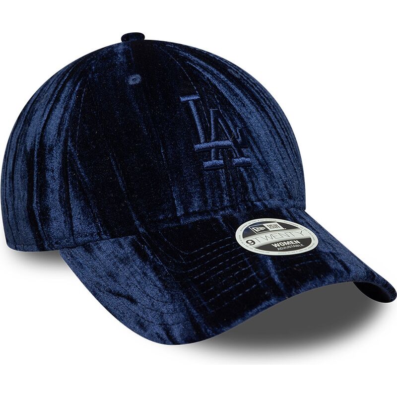 kasketter-buet-marinebla-justerbar-rem-9twenty-velour-fra-los-angeles-dodgers-mlb-af-new-era
