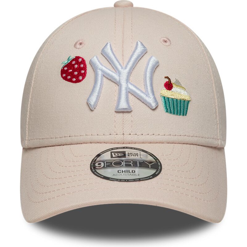 kasketter-buet-lyserod-justerbar-rem-til-barn-9forty-food-icon-cupcake-fra-new-york-yankees-mlb-af-new-era